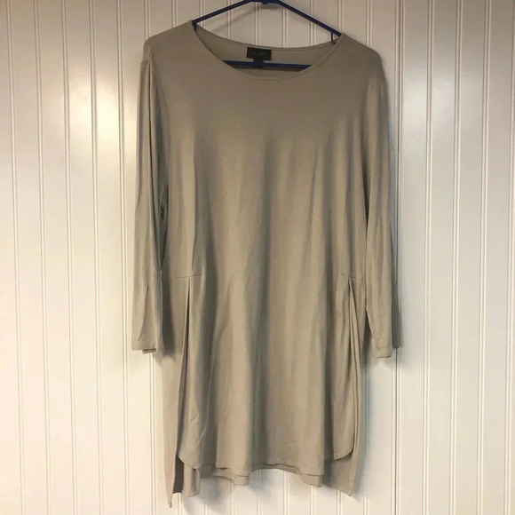 J Jill Wearever Tunic Tan Long Sleeve Loose Fit Large Pullover - Picture 1 of 5